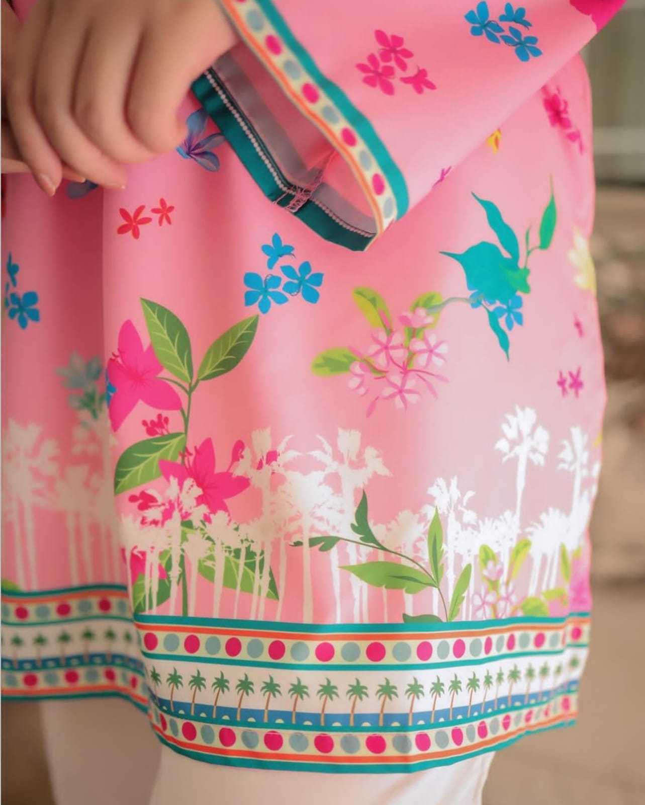 Premium Pink Floral Digital Printed Co-Ord 2PC – Silky Lawn